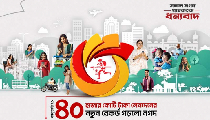 মাসে সর্বোচ্চ ৪০ হাজার কোটি টাকার লেনদেনের রেকর্ড নগদের